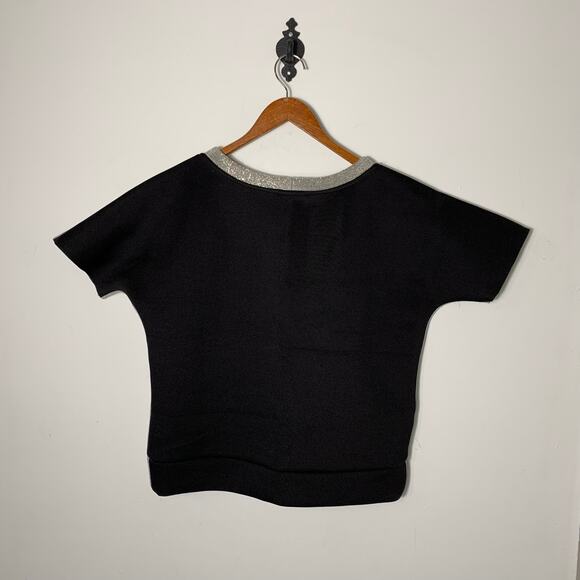 Womens Maje Kate Short Sleeve Sweatshirt Gray & Black Size M EUC! - Picture 3 of 4